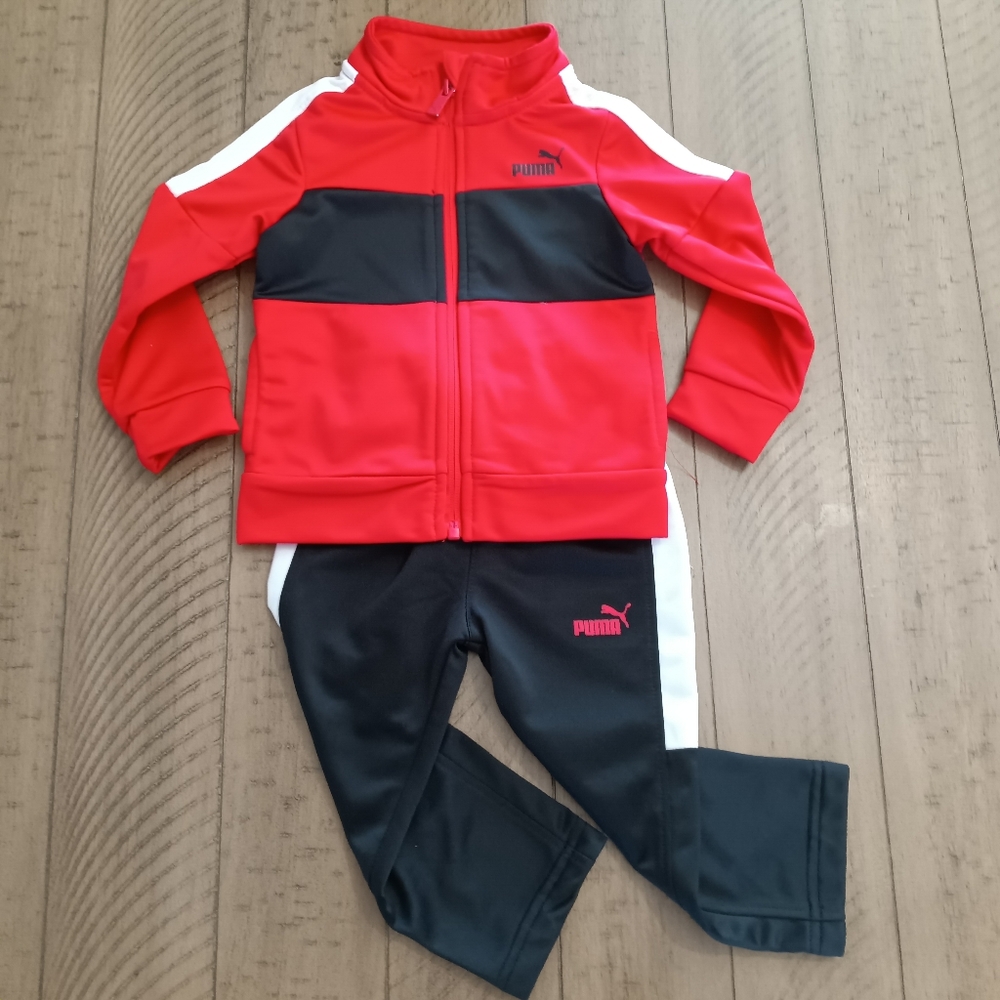 Puma Track Suit Red/Black/White Infant Size 18 Months